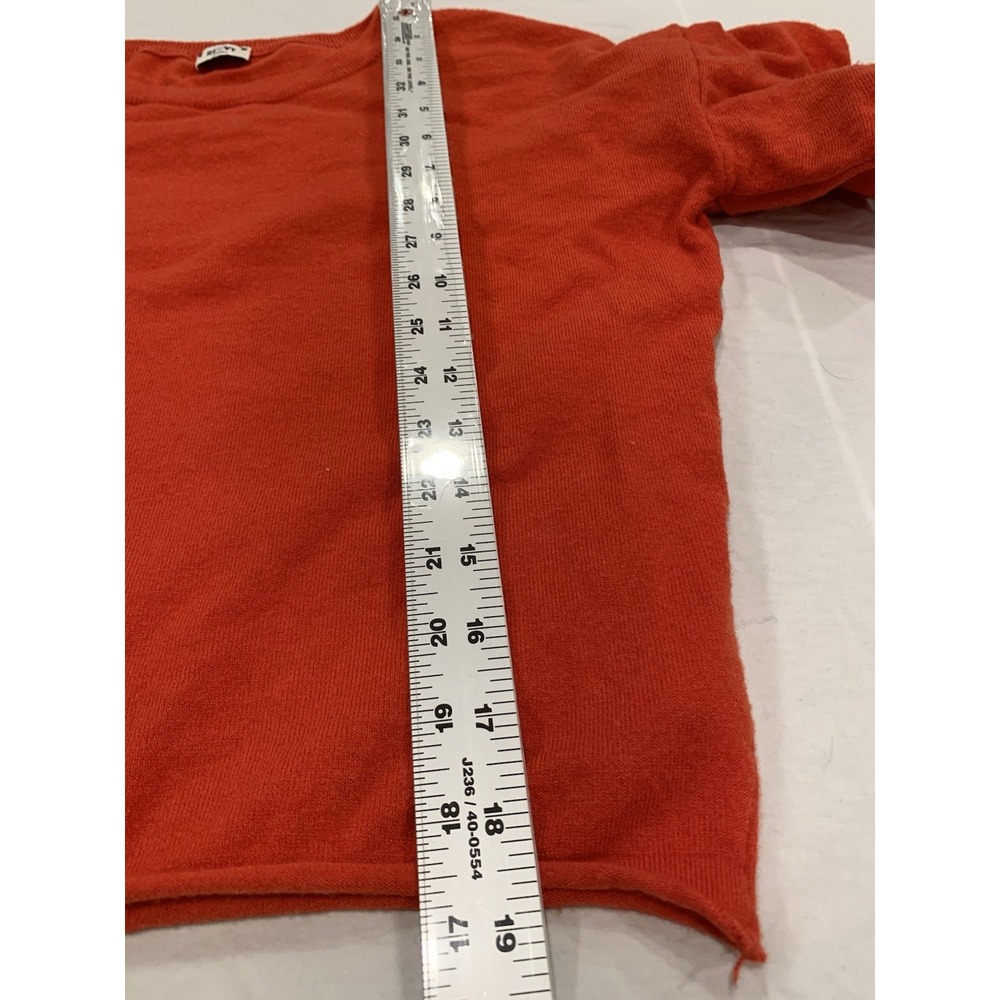 RENVY Red/Orange Ruffle Sleeve Knit Sweater Balletcore Coquette‎ Crop Top Small - Picture 7 of 9